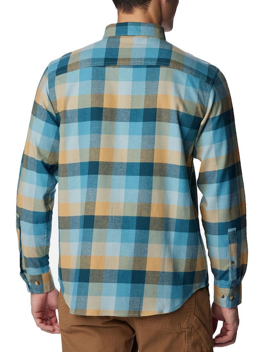 Columbia Men's Shirt Long Sleeve Flannel Checked Blue
