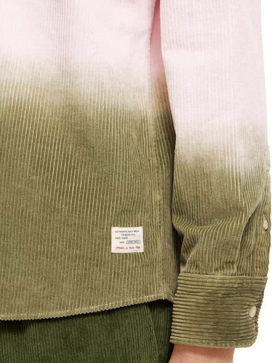 Corduroy Μακρυμάνικο Κοτλέ Πουκάμισο σε Κανονική Γραμμή Ροζ