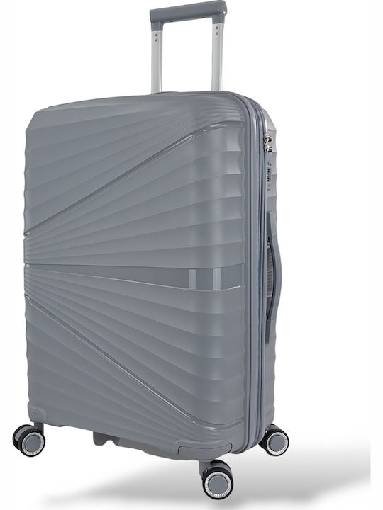 Playbags Medium Hard Gray Travel Suitcase with 4 Wheels Height 65cm