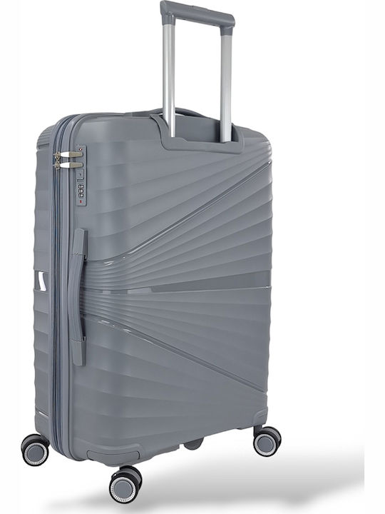 Playbags Medium Hard Gray Travel Suitcase with 4 Wheels Height 65cm