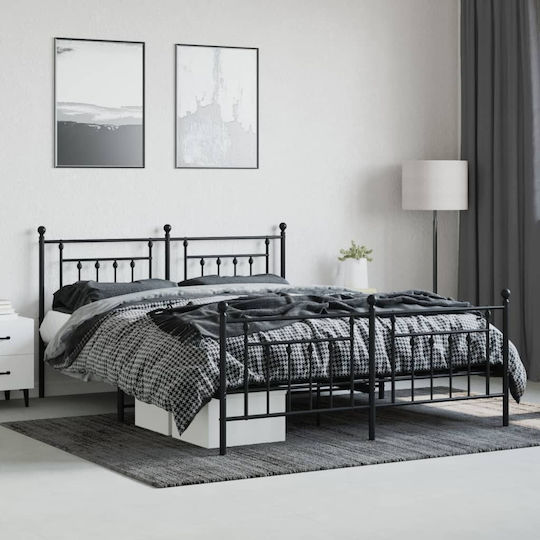 Bett King Size Metall Schwarz mit Latten für Matratze 183x213cm