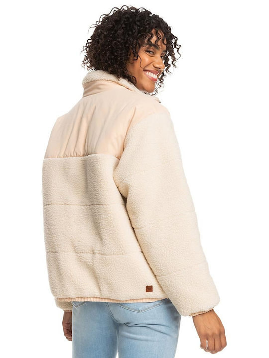 Roxy Women's Short Puffer Jacket for Spring or Autumn White