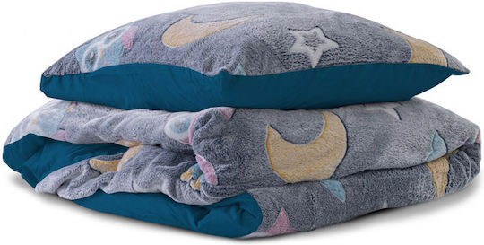 Sleeptime Night Owl Set Kids Duvet Cover Single with Pillowcase Blue 140x220cm
