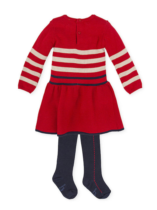 Tutto Piccolo Kids Dress Set with Tights Red