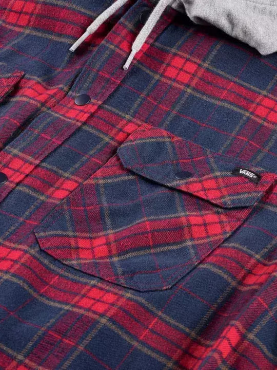 II Dress Blues Μακρυμάνικo Φανελένιο Overshirt σε Κανονική Γραμμή Καρό Κόκκινο