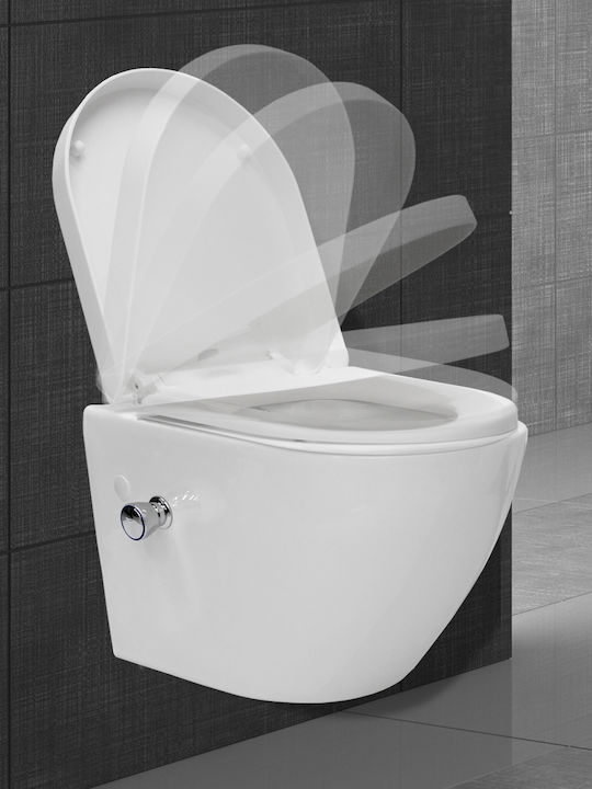 ML-Design Λεκάνη Κρεμαστή με Κάλυμμα με Μπιντέ Λευκή