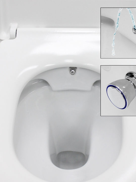 ML-Design Λεκάνη Κρεμαστή με Κάλυμμα με Μπιντέ Λευκή
