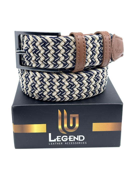 Elastic Men's Belt Knitted Blue