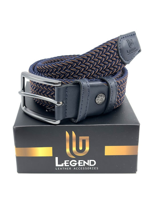 Elastic Men's Belt Knitted Blue