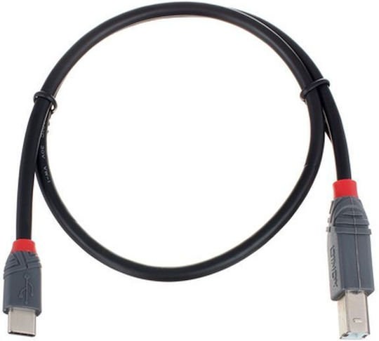 Lindy USB 2.0 Cable USB-C Male - USB-B Black 0.5m 36940