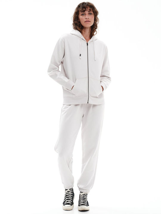 Women's Sweatshirt Jacket Hooded White