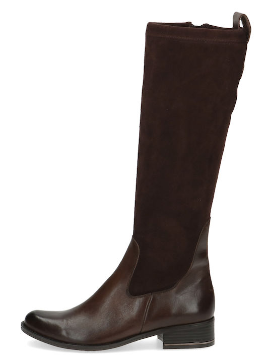 Leather Riding Boots with Zipper Brown