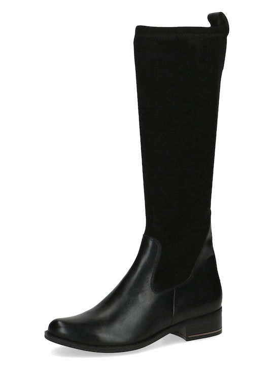 Leather Riding Boots with Zipper Black