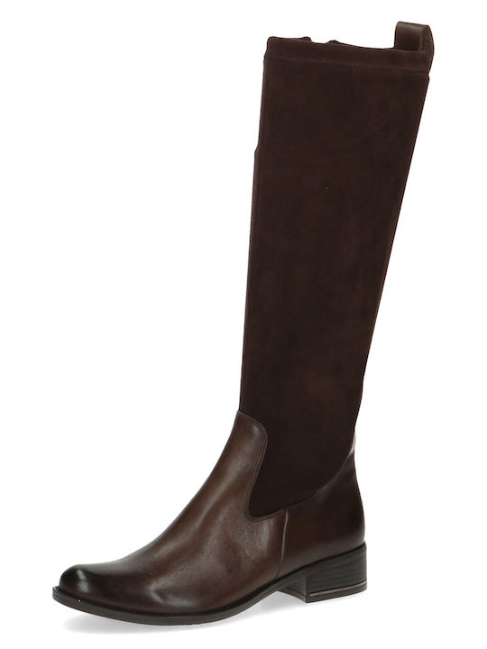Leather Riding Boots with Zipper Brown