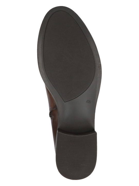 Leather Riding Boots with Zipper Brown