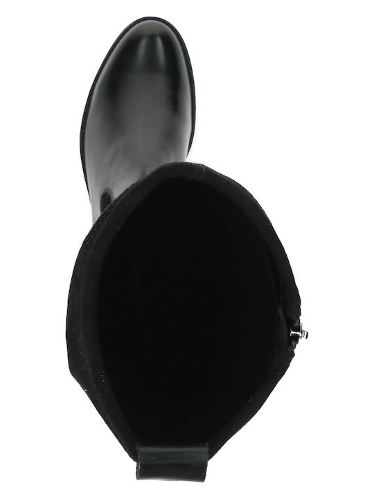 Leather Riding Boots with Zipper Black