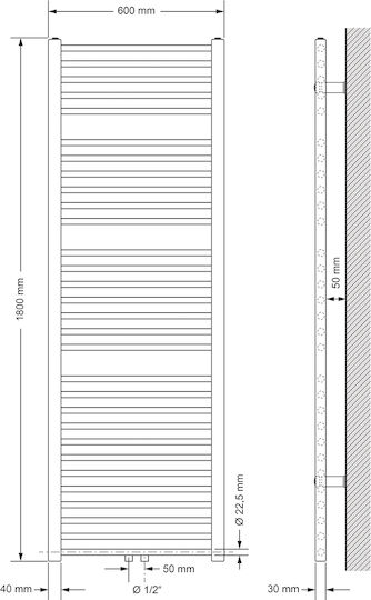 ECD Germany Πετσετοκρεμάστρα Μπάνιου 600x1800 Λευκή