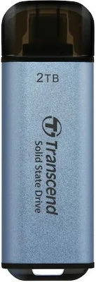 Transcend ESD300C 2TB USB 3.2 SSD Stick mit Verbindung USB-C Blau