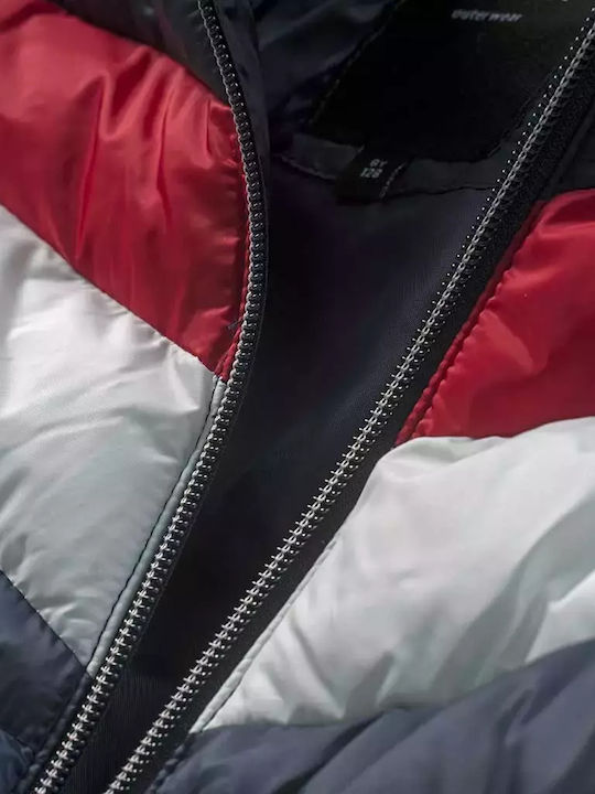 Kinder Steppjacke Kurz mit Kapuze Marineblau