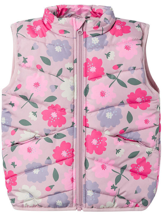 Kids' Quilted Jacket Sleeveless Short Pink