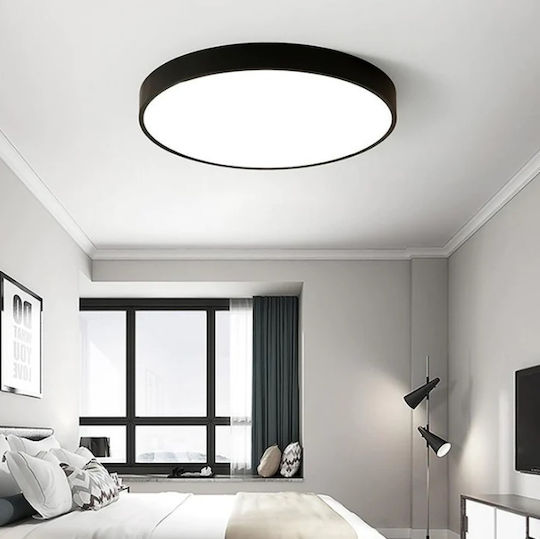 Vivalux Luka Ceiling Mount Light 50cm Black with Integrated LED