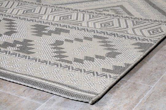 Tzikas Carpets Novo Εξωτερικού Χώρου Ψάθινο 133x190cm Μαύρο-ασημί