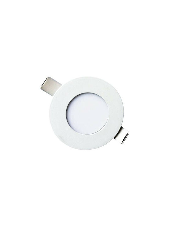 Eurolamp Round Metallic Recessed Spot with Integrated LED and Natural White Light 3W White 8.5x8.5cm. 1pcs