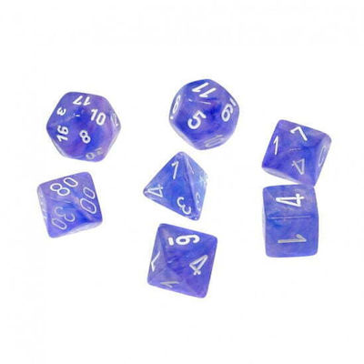 Chessex Borealis Polyhedral Purple/white Luminary 7-Die Set Dice 27577