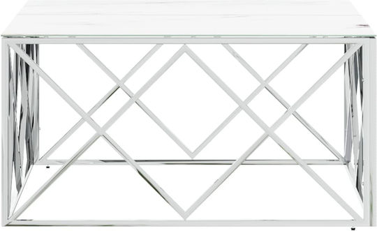 Quadratisches Zentral Kaffeetisch Glas Silber M80xL80xH40cm