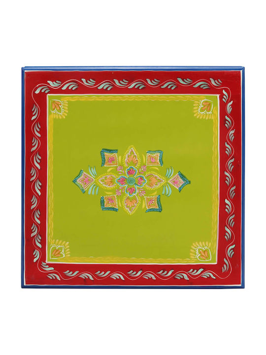 Quadratischer Beistelltisch aus Massivholz Grün M54xT54xH30cm