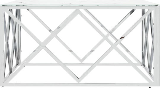 Quadratisches Zentral Kaffeetisch Glas Silber M80xL80xH40cm