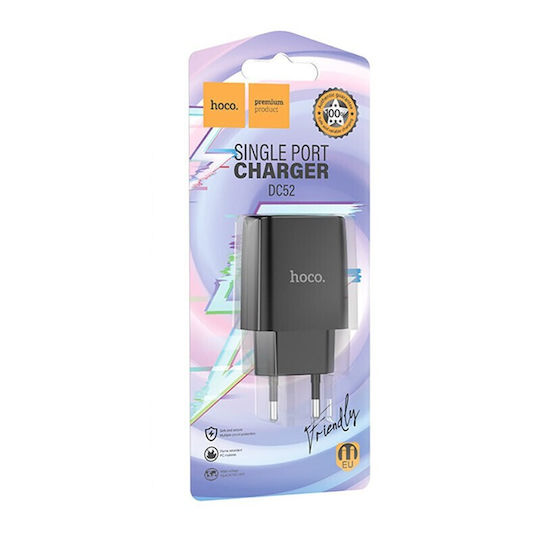 Hoco Φορτιστής Χωρίς Καλώδιο με Θύρα USB-A Μαύρος (DC52)