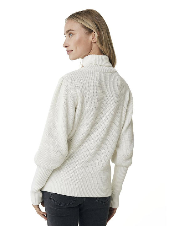 Mexx Damen Langarm Pullover Rollkragen Weiß