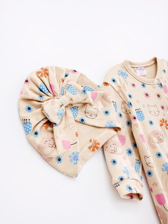 Funky Baby Bodysuit Set Long-Sleeved with Accessories Beige