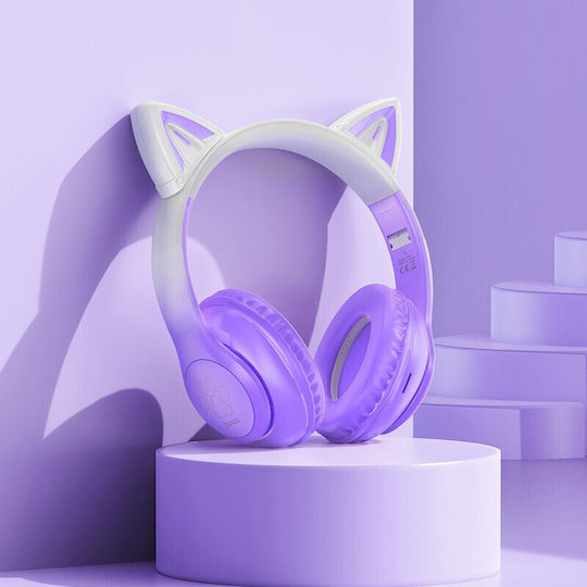 Hoco W42 Cat Ears Wireless / Wired Over Ear Headphones with 12 hours of Operation Purple Grape
