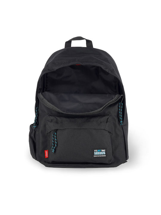 Legami Milano Schulranzen Rucksack Junior High-High School Schwarz mit Flaschenhalter 32Liter