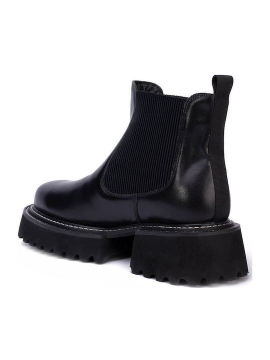 Garland Leather Women's Ankle Boots with Mid Heel Black