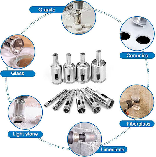 SKS Tools Σετ Ποτηροτρύπανα Διαμαντέ γυαλί για Πλακάκι