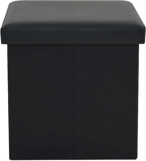 Hocker Für das Wohnzimmer Klappbar Mit Stauraum Gepolstert mit Kunstleder Schwarz 38x38x38cm