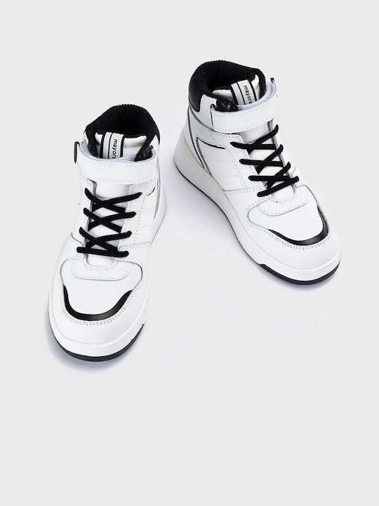 Mayoral Kids High Sneakers for Boys with Laces & Strap White