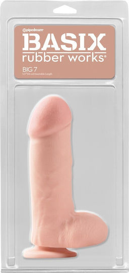 Basix Rubber Works Glass Dildo with Balls and Suction Cup Flesh 18cm