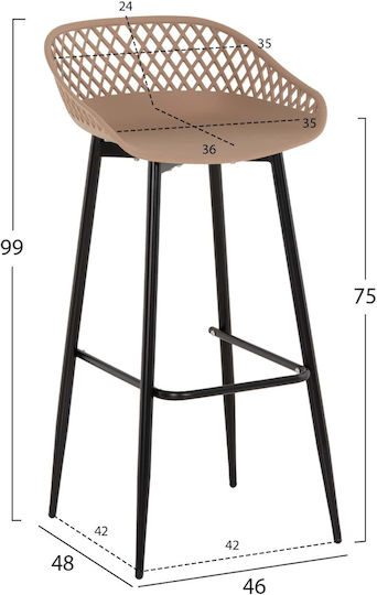 Metallic Garden Bar Stool Outdoor Brown 46x48x99cm