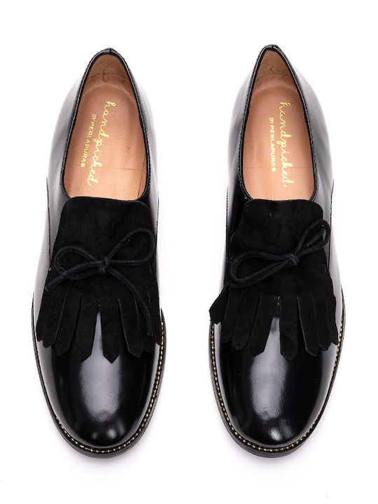 Leder Damen Mokassins in Schwarz Farbe