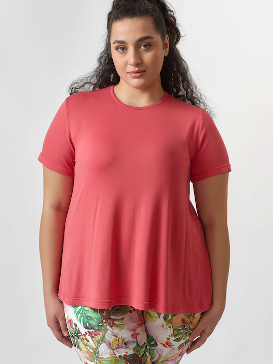 Jucita Women's Summer Blouse Short Sleeve Orange
