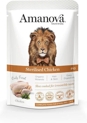 Amanova Sterilised Chicken Υγρή Τροφή για Ενήλικες Στειρωμένες Γάτες σε Φακελάκι με Κοτόπουλο 85gr