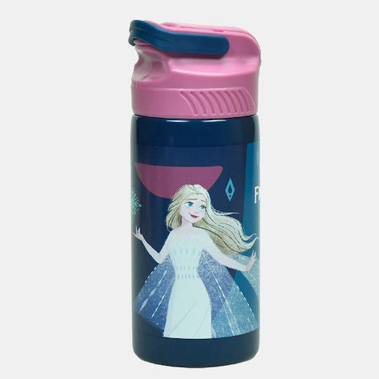 Gim Frozen Discover Kids Water Bottle Frozen Stainless Steel with Straw Blue 500ml
