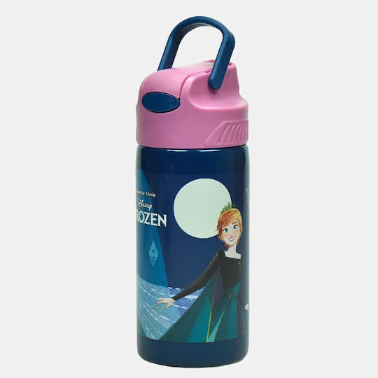 Gim Frozen Discover Kids Water Bottle Frozen Stainless Steel with Straw Blue 500ml