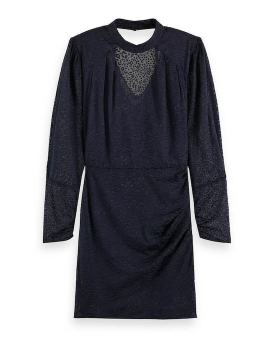 Mini Evening Open Back Dress Navy Blue