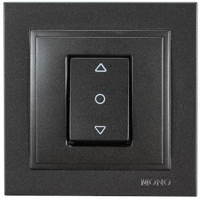 Eurolamp Recessed Electrical Rolling Shutters Wall Switch with Frame Basic Black 152-10313