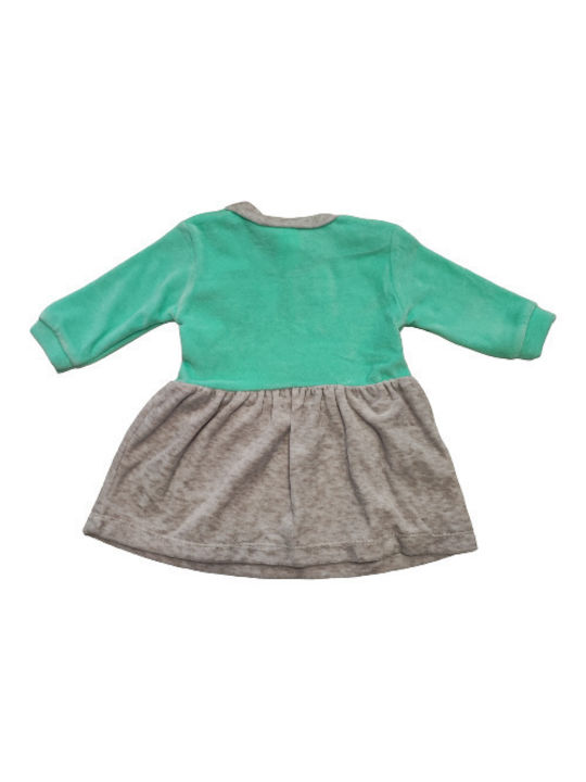 Kinder Kids Dress Velvet Long Sleeve Turquoise